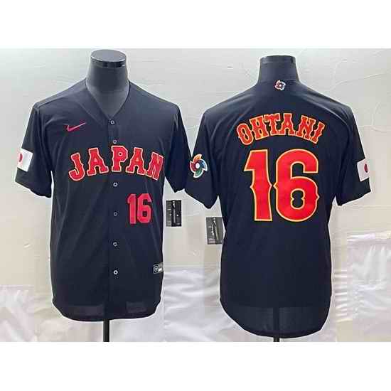 Men Japan Baseball 16 Shohei Ohtani 2023 Black World Baseball Classic Stitched Jersey